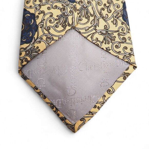 Christian Dior Monsieur Vintage Swirling Vine Medallions Classic Designer Tie OS - Picture 4 of 6